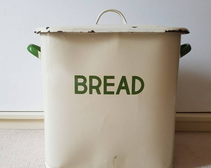 Vintage Enamel Bread Bin Cream Enamel Bread Box Rustic Etsy