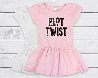 Plot Twist Baby Toddler Dress, New Baby, Baby Infant Toddler Dress, Mom Dad Baby Shower Gift, Literary Bookish Gift