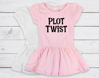 Plot Twist Baby Toddler Dress, New Baby, Baby Infant Toddler Dress, Mom Dad Baby Shower Gift, Literary Bookish Gift