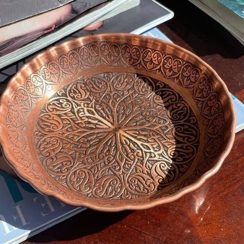 Personalized Copper Ring Bowl – Elegant Handcrafted Catch-All Dish, Custom Jewelry Holder, Unique 7th Anniversary