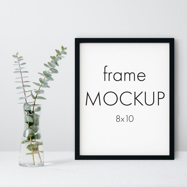8x10 Frame Mockup, 8x10 Mockup, Frame Mockup, Eucalyptus, Minimal Frame Mockup, Poster Mockup, Art Print Mockup, 8x10 inches, 4:5  Ratio