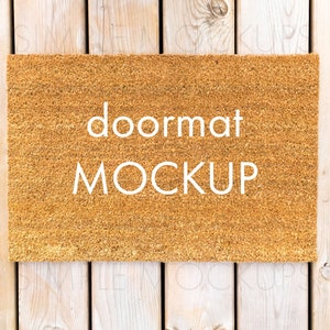 Doormat Mockup, Door Mat Mockup, Blank Doormat on Wood Floor Background, JPEG and PNG - Add Your Designs onto this Coir Doormat Mock Up