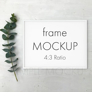 Rahmen Mockup Weiß, Landschaftsrahmen Mockup, Horizontaler Mockup Rahmen, Poster Mockup, Dünner Rahmen Mockup, PSD Smartobjekt, JPEG und PNG