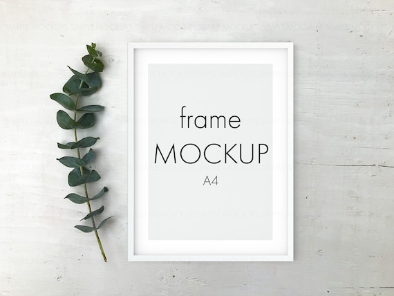 Frame Mockup, Frame Mock Up Plants, Minimal A4 Frame Mockup with Eucalyptus Plant