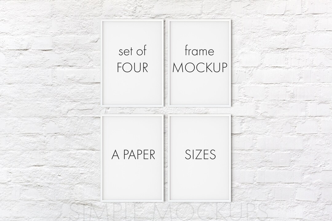Four Frame Mockup, A3 Frame Mockup Set, Fits A Paper Sizes, Set of 4 A3