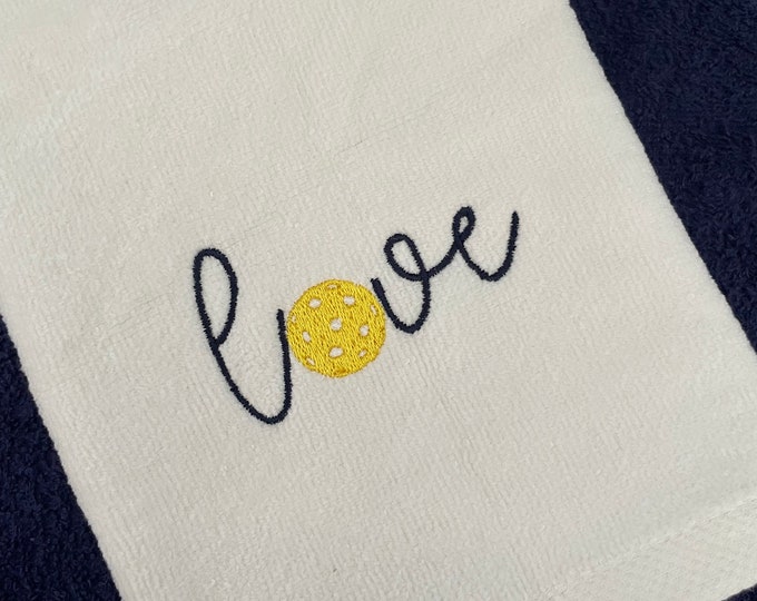 PICKLEBALL TOWEL - Love pickleball -  embroidered  velour sports towel