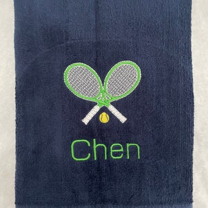 TENNIS towel - embroidered personalized hand towel white pink navy more- 2 sizes tennis teams events gifts- captain