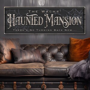 Haunted Mansion Sign personalized | Halloween Decorations | worn edges canvas print