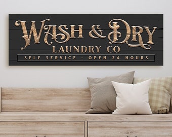 Wash and Dry Laundry Sign | Laundry Room Sign | canvas print
