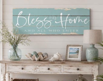 Coastal Beach Canvas Wall Art | Ocean Cottage Entryway Print, Hand-Stretched Wrap