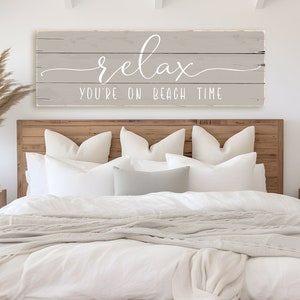 Relax You're on Beach Time Sign | worn edges canvas print