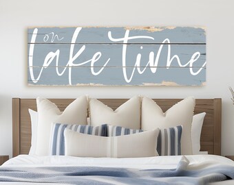 On Lake Time Sign | rustic canvas print