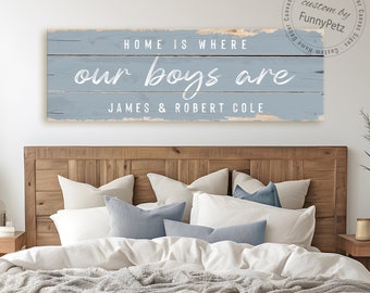 Home Is Where My Boys Are sign | Home Is Where Our Boys Are sign | rustic canvas print