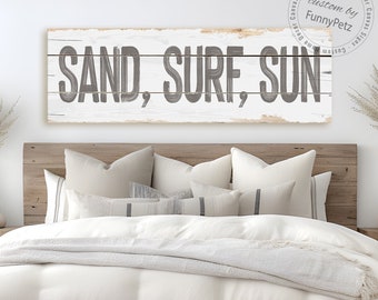 Sand Surf Sun sign | rustic canvas print