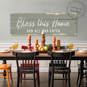 Bless This Home and All Who Enter sign | rustic canvas print