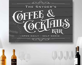 Coffee and Cocktails Bar Sign, canvas