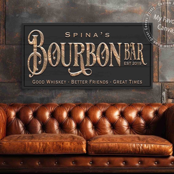 Bourbon Bar Sign | Good Times and Great Whiskey | canvas print