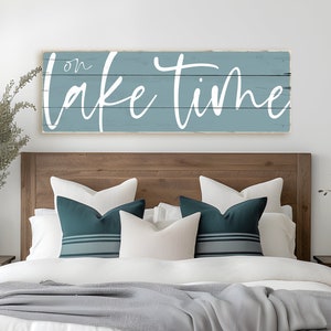 On Lake Time sign | worn edges canvas print