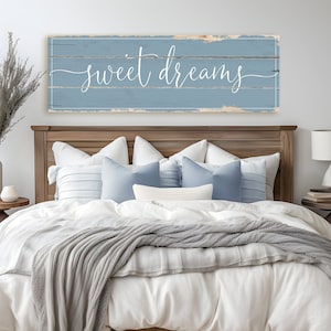 Sweet Dreams sign | Sweet Dreams bedroom wall decor | rustic canvas print