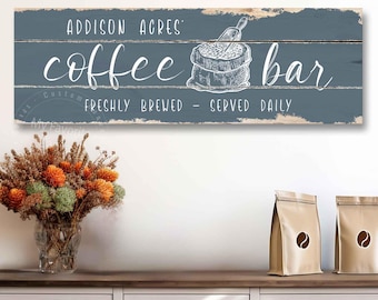 Weathered Coffee Bar Sign, rustic canvas