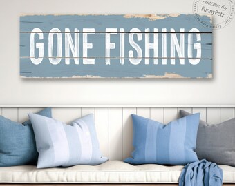 Gone Fishing Sign | rustic canvas print