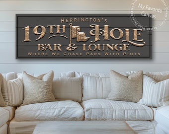 19th Hole Bar Sign | Golf Lover Gifts | canvas print