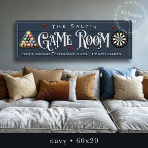 Game Room Sign | Billiards, Darts, Cards, Ping Pong Game Room Wall Decor | canvas print