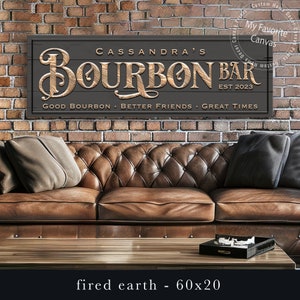 Bourbon Bar Sign personalized | Good Whiskey, Better Friends, Great Times | canvas print