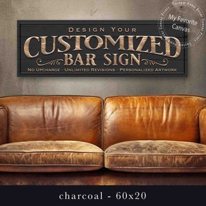 Custom Bar Sign personalized | billiards lounge decor | custom bourbon bar sign | theater and lounge sign | lower level canvas print