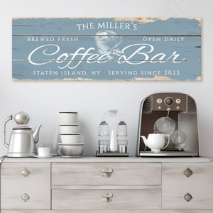 Coffee Bar Sign personalized | rustic canvas print