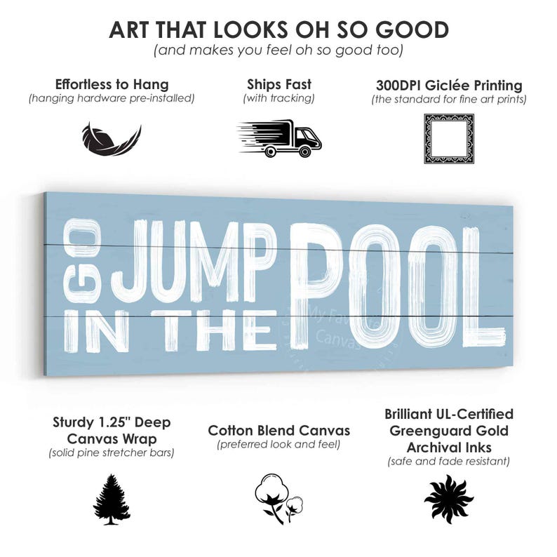 Go Jump in the Pool Sign, Canvas Wrap - Etsy