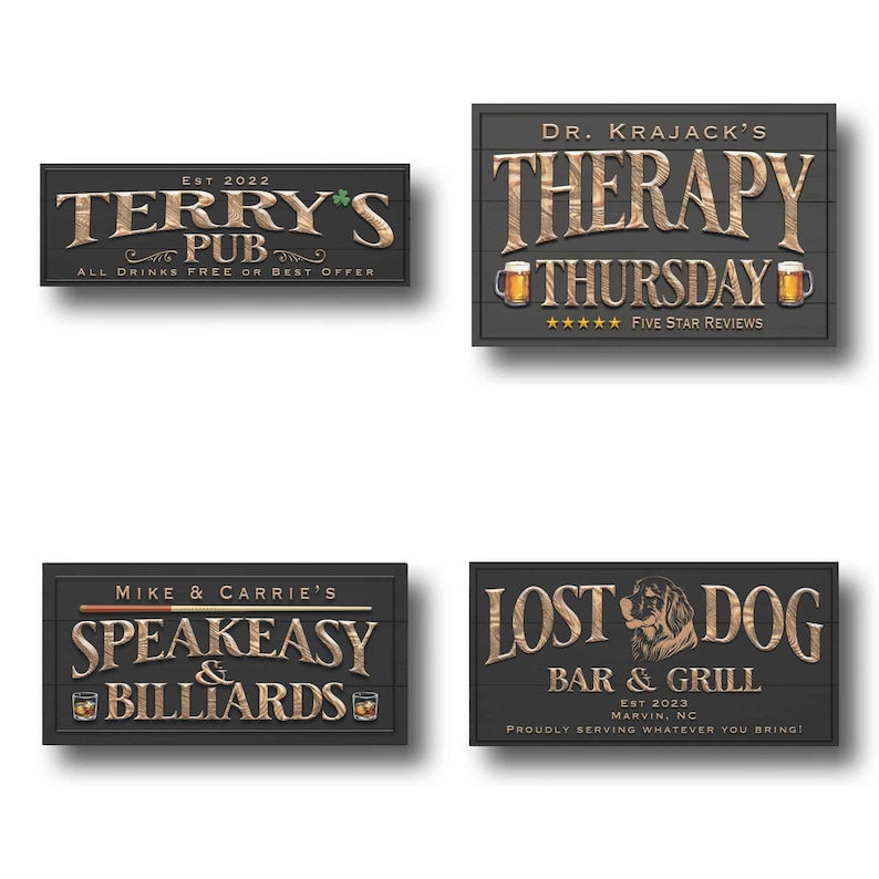 Custom Bar Sign personalized | billiards lounge decor | custom bourbon bar sign | theater and lounge sign | lower level canvas print Bild 7