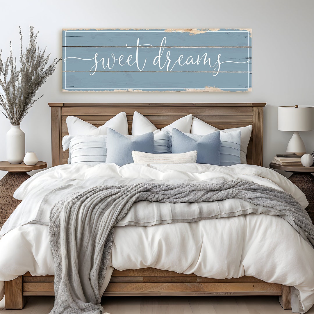 Sweet Dreams Sign Sweet Dreams Bedroom Wall Decor Rustic Canvas Print ...