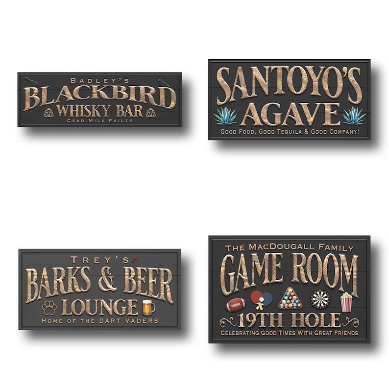 Custom Bar Sign personalized | billiards lounge decor | custom bourbon bar sign | theater and lounge sign | lower level canvas print Bild 8