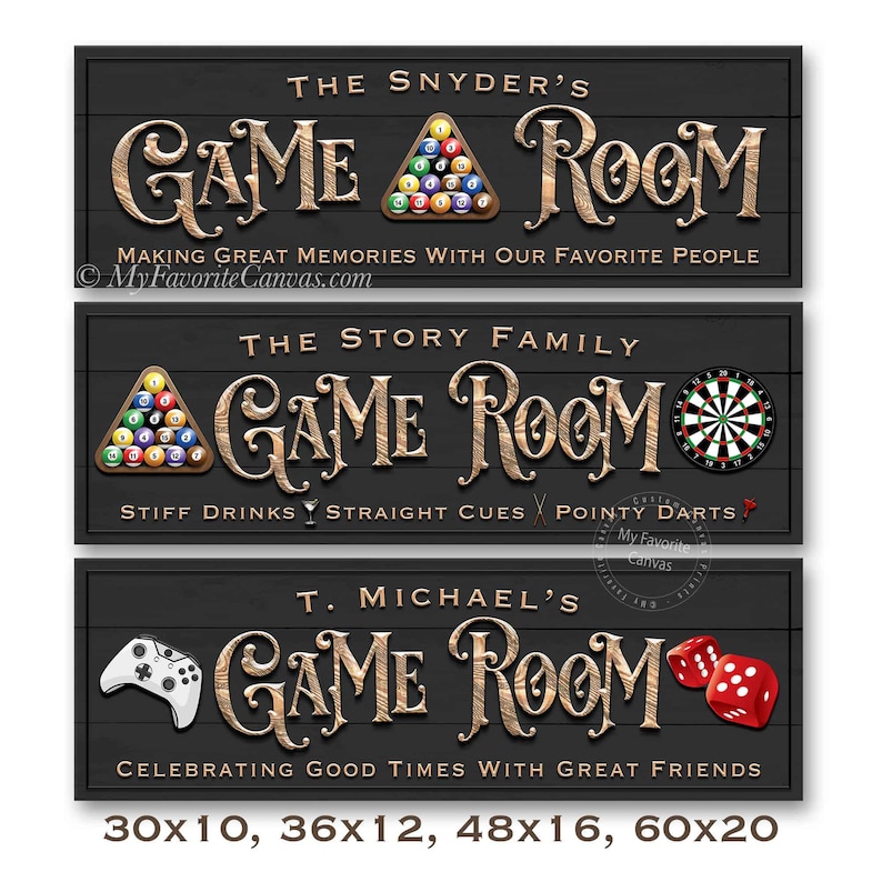 Game Room Sign: Hand-stretched Canvas Wrap - Etsy