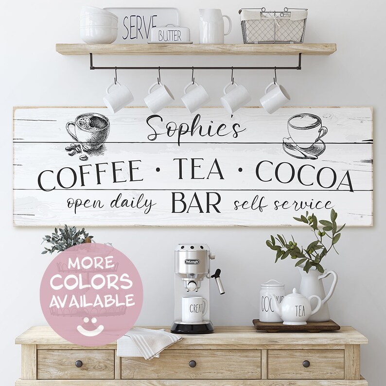 Coffee Tea Cocoa Bar Sign Custom Coffee Tea Cocoa Sign Etsy