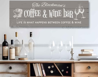 Coffee and Wine Bar Sign, canvas