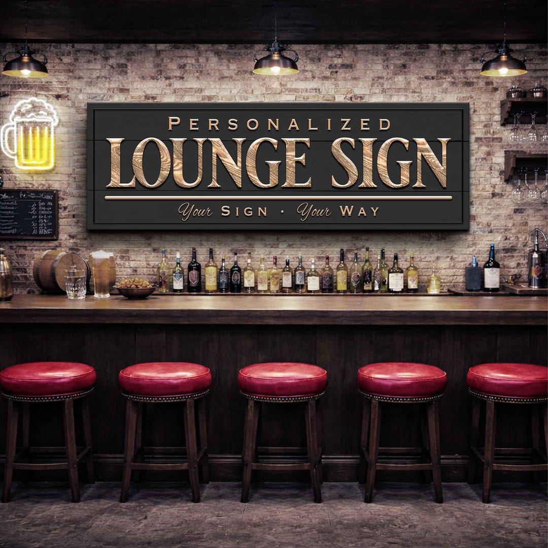 Custom Bar Sign | Personalized Lower Level Lounge, Billiards, Bourbon ...
