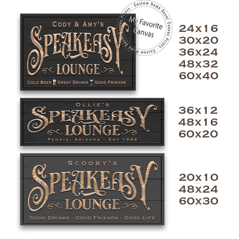 Speakeasy Lounge Sign custom canvas print image 5