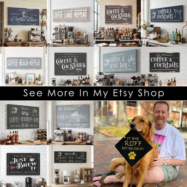Coffee and Cocktails Bar Sign, hand-stretched wrapped canvas image 20