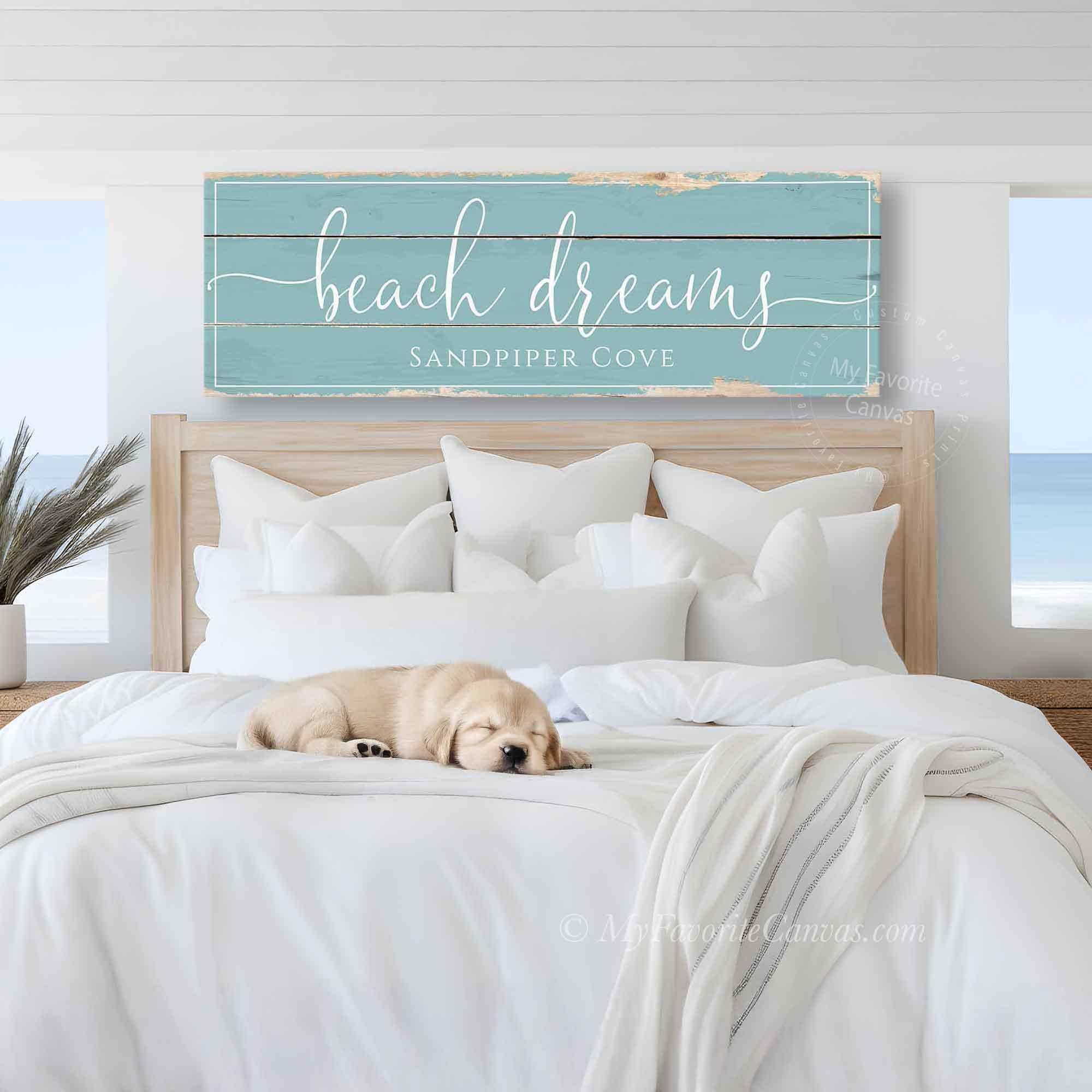 Beach Dreams Sign: rustic canvas wrap