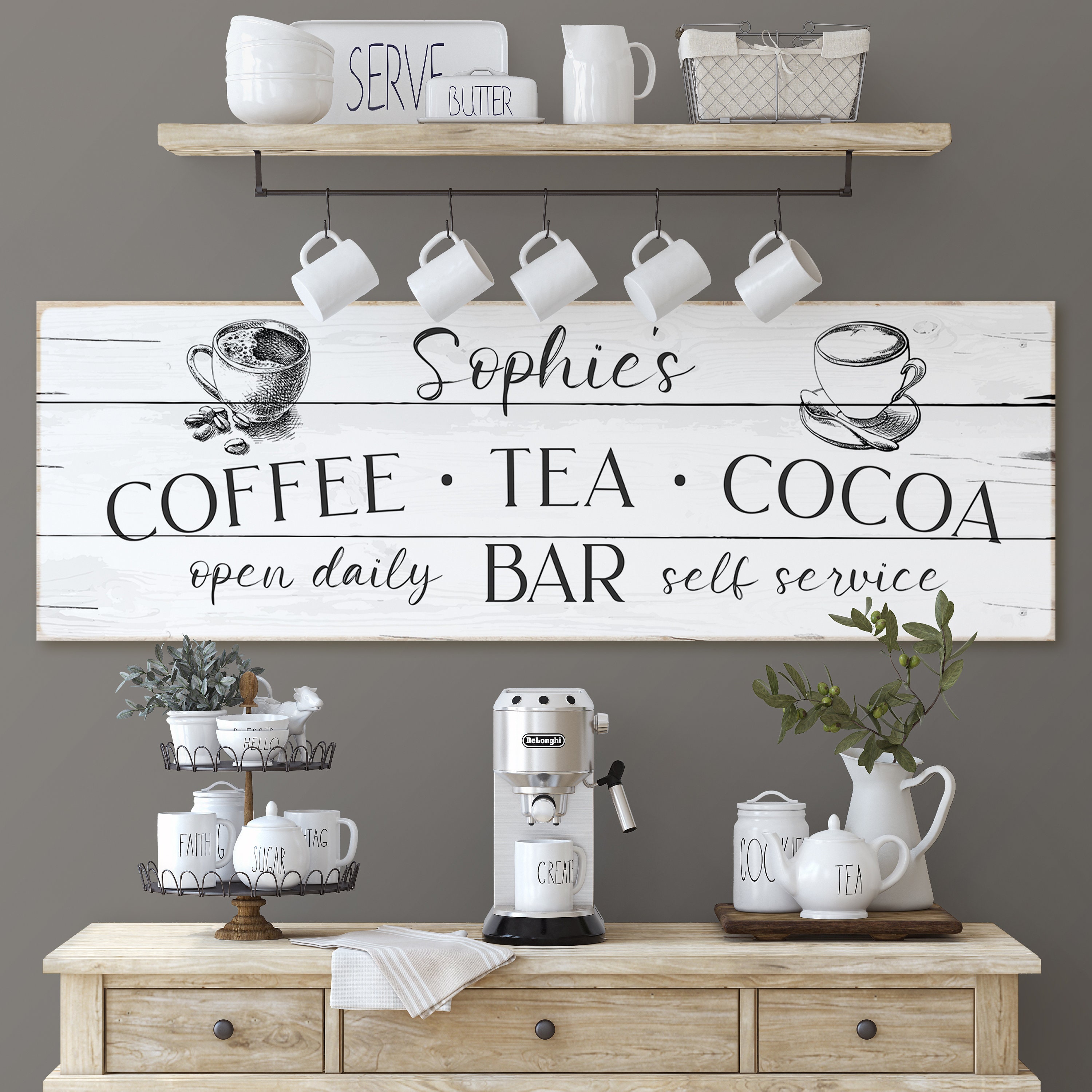 Personalized Coffee and Tea Bar Sign Coffee Tea Bar Kitchen -  Portugal