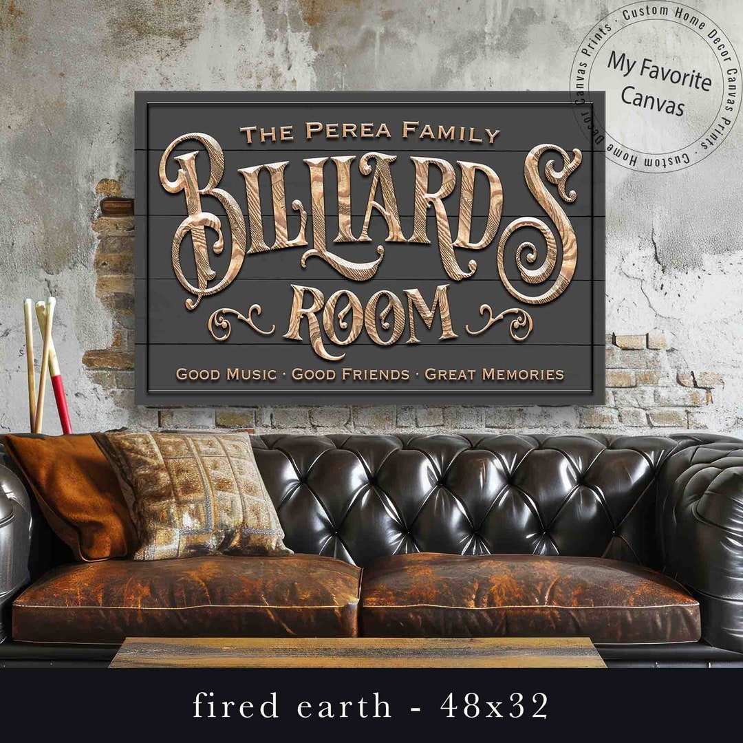 Billiards Room Sign Personalized Billiards Lounge Decor Pool Table ...