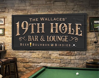 19th Hole Bar and Lounge Sign, canvas print
