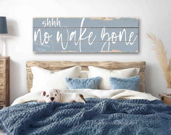 Shhh... No Wake Zone Sign: rustic canvas wrap