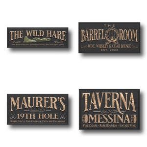 Custom Bar Sign personalized | billiards lounge decor | custom bourbon bar sign | theater and lounge sign | lower level canvas print Bild 11