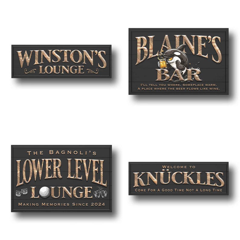 Custom Bar Sign personalized | billiards lounge decor | custom bourbon bar sign | theater and lounge sign | lower level canvas print Bild 12