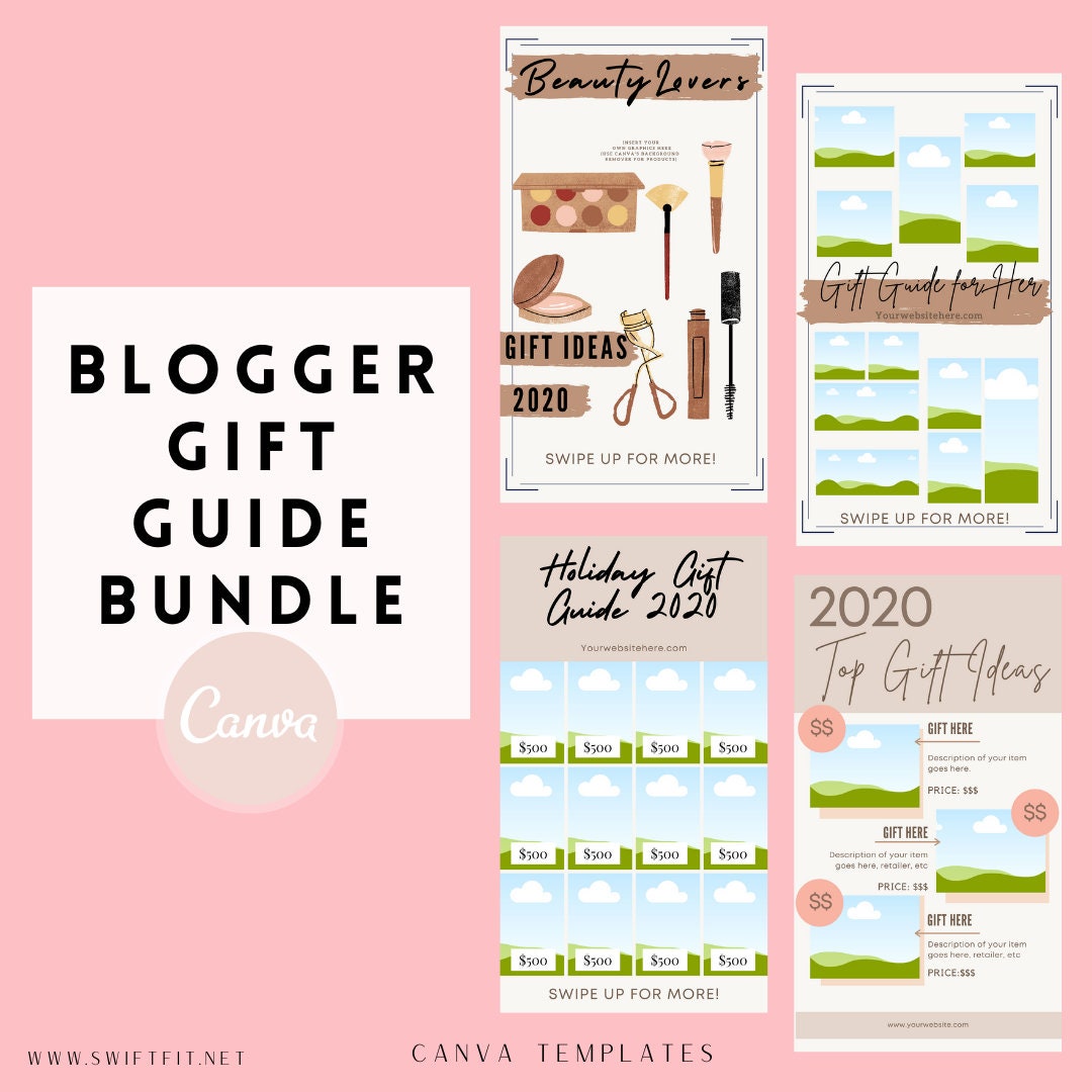 60 Blogger GIFT GUIDES Editable Canva Templates Instagram 
