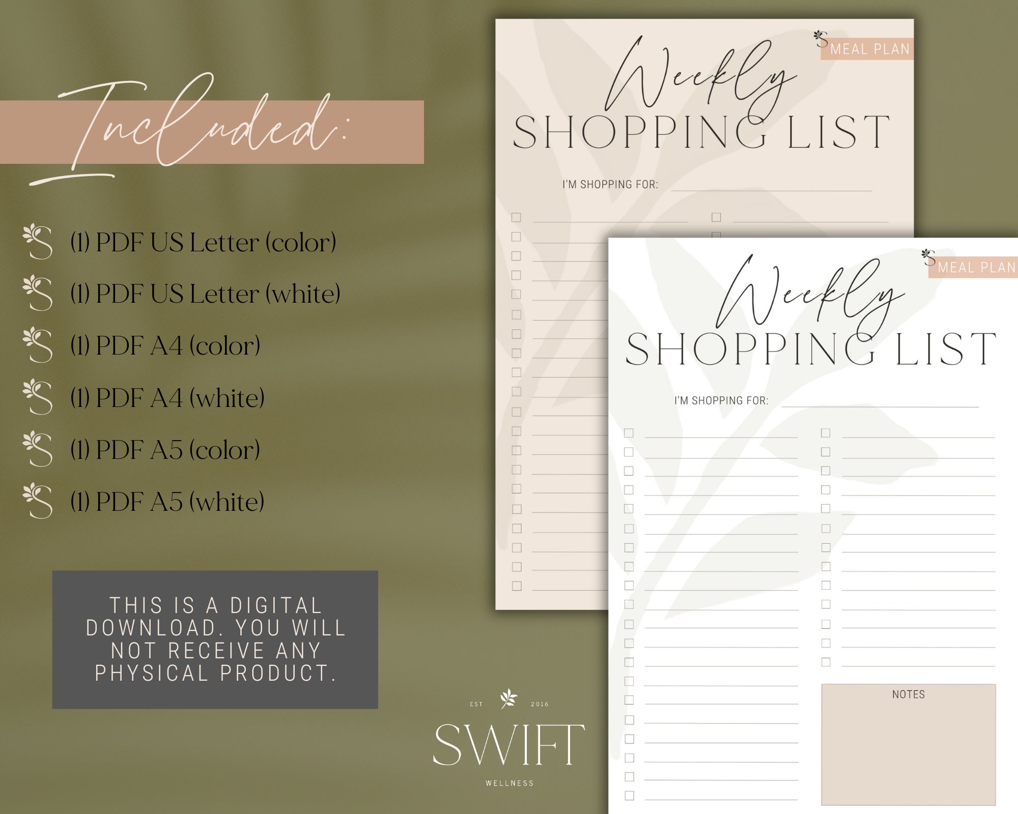 Weekly Shopping List | Printable Planner | Meal Plan | to Do List ...