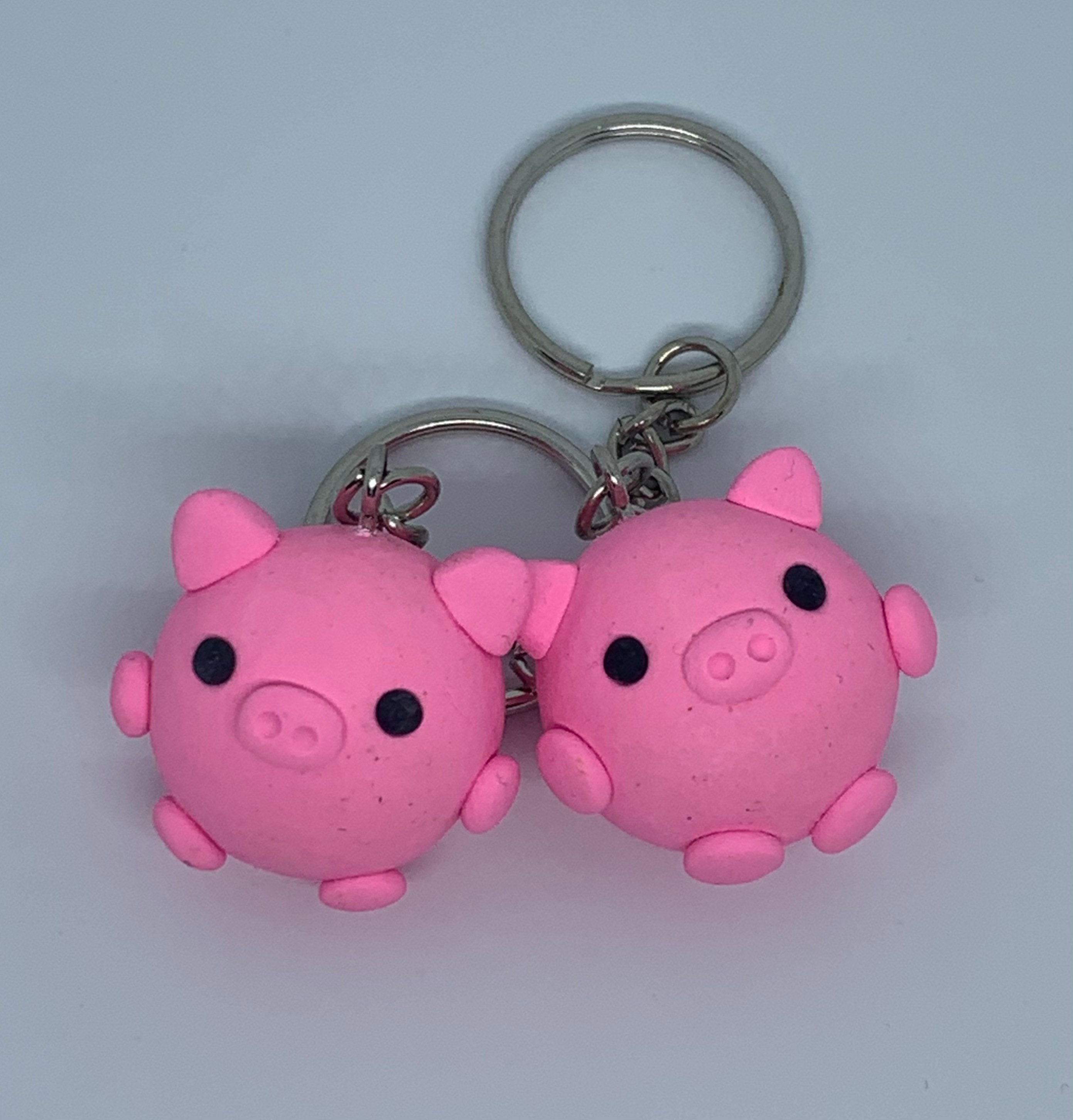 Cute little pig keychain small plump clay piggy key ring Etsy